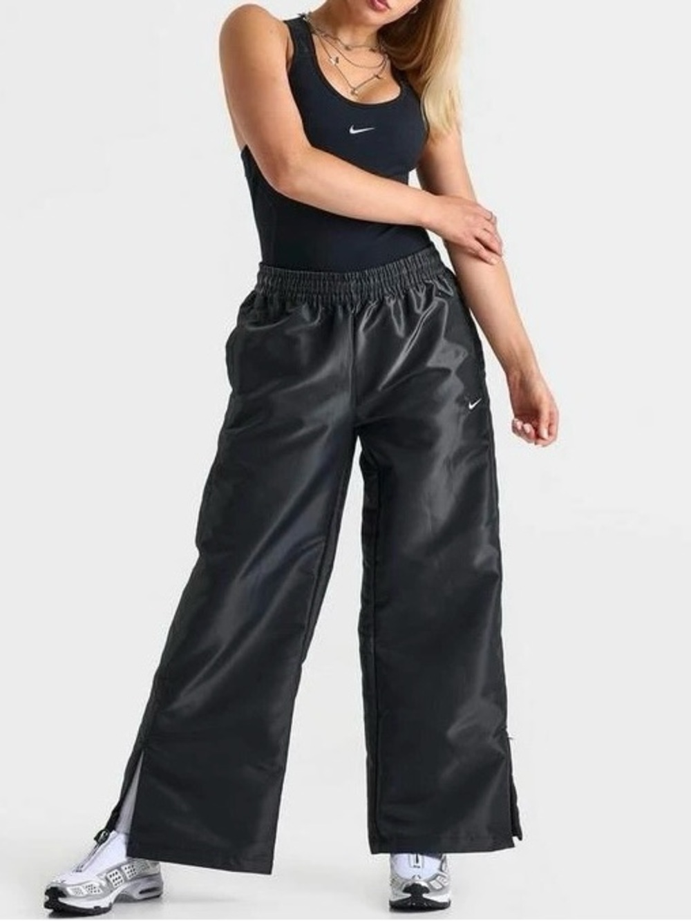 Deadstock rare Nike Sportswear Windrunner Shine baggy zipper Pants 'Black White'